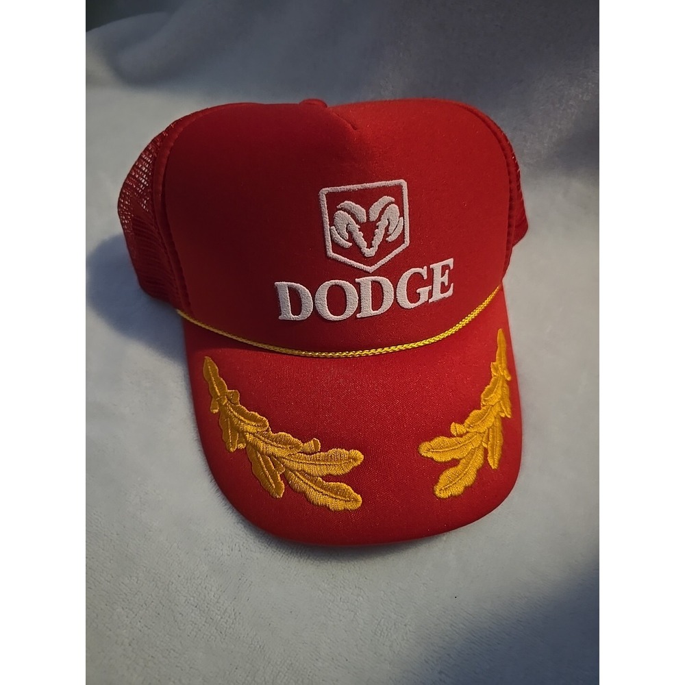 Dodge Hat Embroidered Snapback Mesh Trucker Vintage Red And Gold Cap